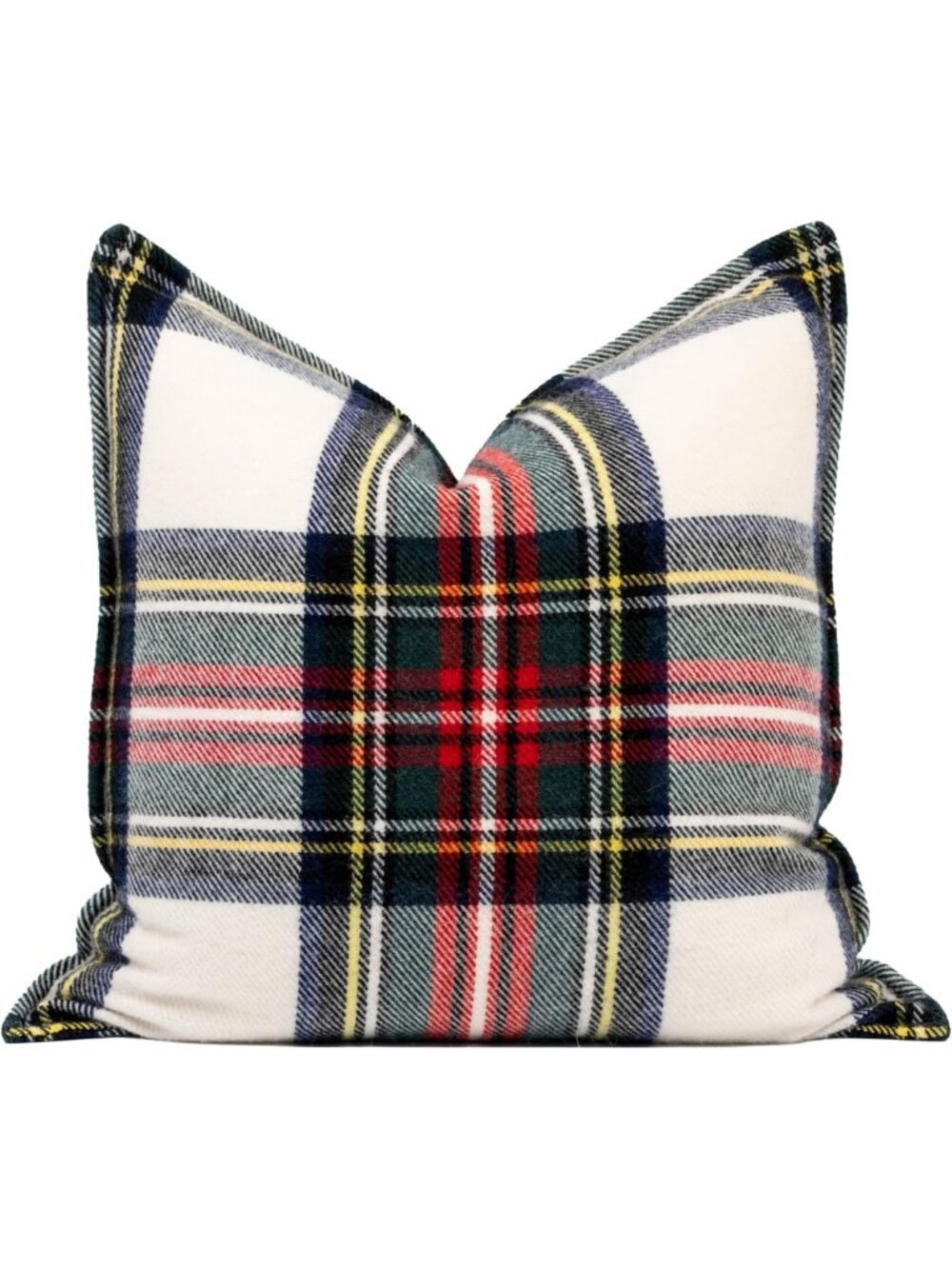 Cozy Premium Merino Wool Tartan Throw Pillow Cover 20x20 - Beige & Red Decor